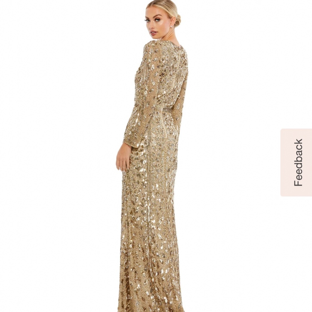 MacDuggal Gold Designer Sequin Gown